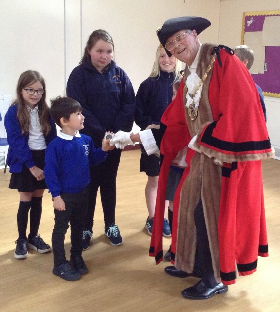 Mayor Harry Humpreys at Narbourough CofE Primary Academy - Credit DNEAT