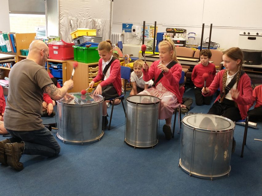 Samba Lessons 3 at Cawston CofE Primary Academy - Credit DNEAT