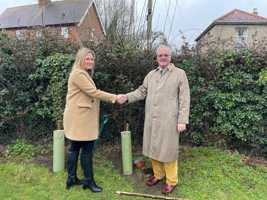 Georgina Mace Exec Dep Head of Hockering CofE Primary academy with Rev Matthew Hutton DL