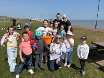 Hopton Autism Awareness Walk teacher and children